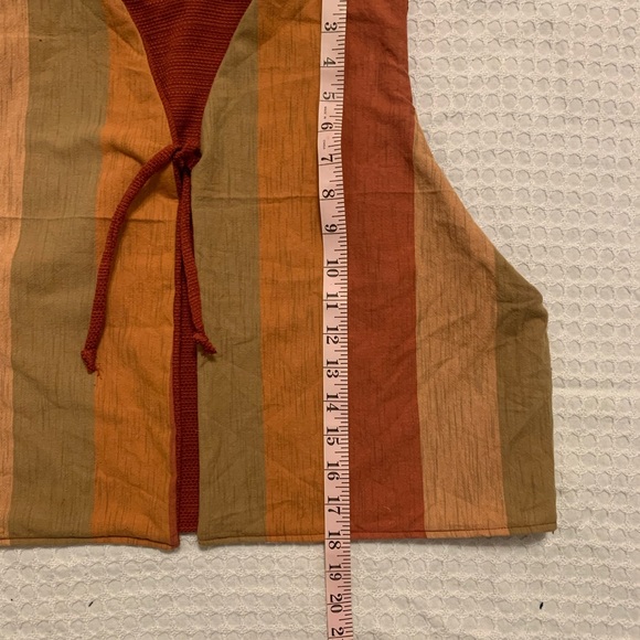 Handmade Upcycled Reversible Tie Vest - Red, Orange, and Green - Picture 4 of 9